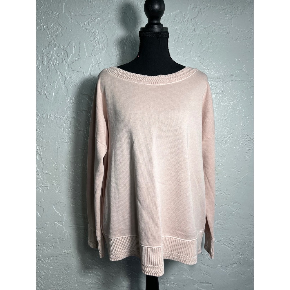 J.Jill 100% Cotton Oversized Sweater M Blush Pink Boat Neck Coastal